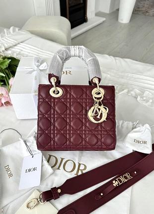 Dior lady burgundy gold 20x17x10