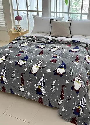 Покривало велюрове новорічний принт 150×200 см