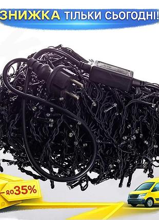 Ku новорічна гірлянда бахрома universal fit 36 м 600 led чорний провід мультиколор для вулиці святкове uni2l_k