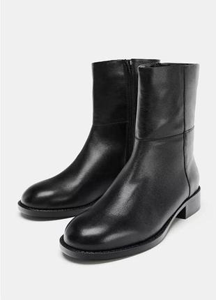 Жіночі черевики zara чорні шкіряні
