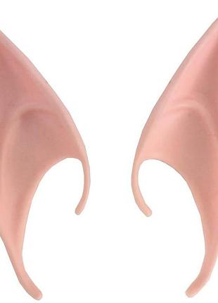 Накладки для вух, novelty giant, pointy ear wrap-around adult latex, бежеві, ельф фея інопланетянин, larp cosplay без клею
