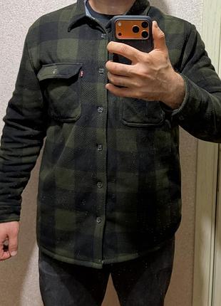 Чоловіча сорочка levi’s sherpa в клітинку, утеплена