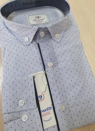 Рубашка sementi slim fit с длинным рукавом арт.392, голубой, l