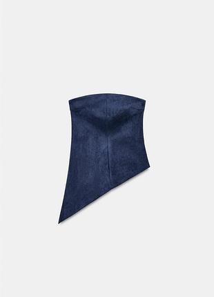 Синій асиметричний корсет із замшевим ефектом zara