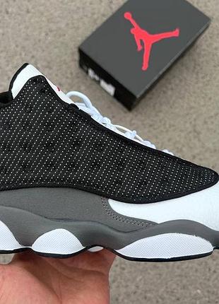 Кросівки чоловічі jordan 13 retro black flint чорно-біло-сірі шкіряні