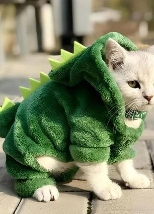 Одяг для кота динозавр resteq розмір l, костюм динозавра для котів, костюм для тварин, одяг для вихованців