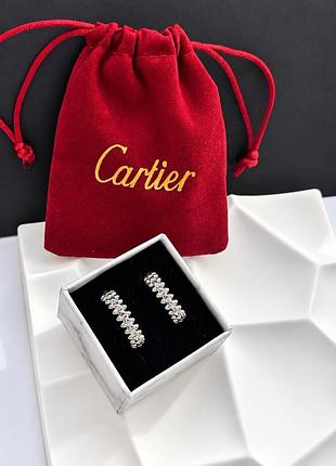 Сережки в стилі cartier сріблясті з декоративними шипами, нержавіюча сталь, без гравіювання, з мішечком