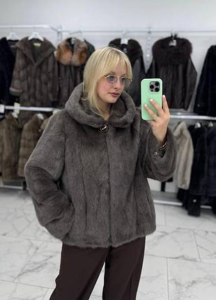 Норкова шуба з капюшоном жіноча норкова шуба натуральна