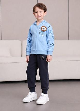 Костюм спортивный f&d для мальчика 3-8 лет с худи и штанами,116-122, цвет голубой