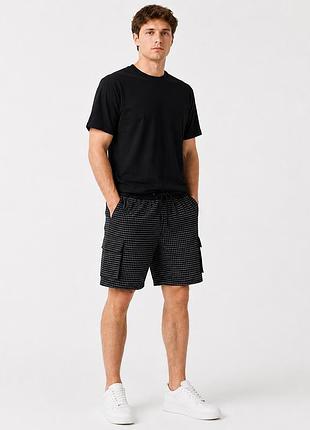 Шорти чоловічі sport в клітинку великі розміри 2xl-6xl літні вільні з карго кишенями чорний, 4xl