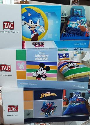 Детское постельное белье tac ranfors 🇹🇷с disney героев 
пододеяльник 160*220
простынь 100*200(на резинке)
наволочка 50*70(1) 5