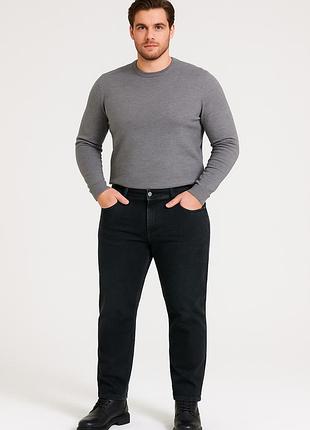 Джинсы мужские baronjns теплые на флисе, большие размеры 5xl-9xl , зимние прямые,48,графит