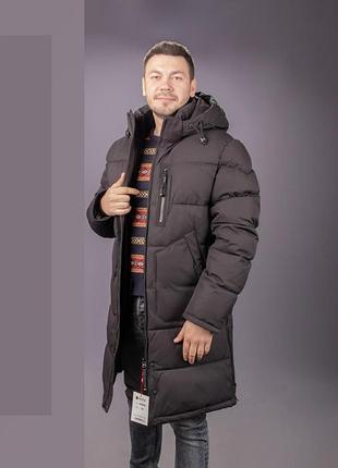 Куртка зимова kings wind довга чоловіча, чорний,xl
