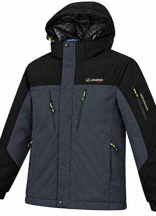 Термокуртка зимняя audsa мужская m-3xl мембранная лыжная omni-heat,xxl, графит