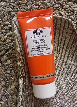 🧡оригінал 15ml. енергетичний денний крем "все в одному" spf 40 з легким тонуючим ефектом origins ginzing energy-boosting tinted moisturizer