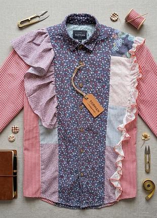 Ексклюзивна дизайнерська апсайкл-сорочка в стилі boho / patchwork