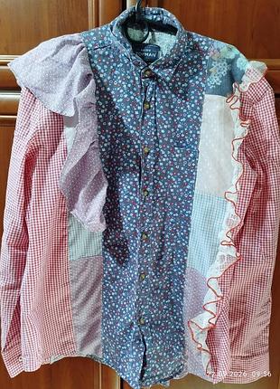 Ексклюзивна дизайнерська апсайкл-сорочка в стилі boho / patchwork 3