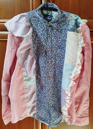 Ексклюзивна дизайнерська апсайкл-сорочка в стилі boho / patchwork 2