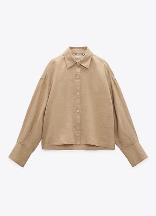 Вкорочена лляна сорочка zara