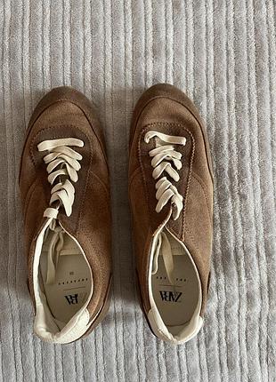 Кросівки жіночі zara коричневі, 39 розмір, шкіра