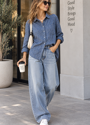 Жіноча сорочка денім zara basic denim