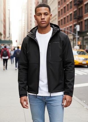 Куртка мужская ветровка softshell на флисе большие размеры xl–5xl черная демисезонная, черный, 6xl