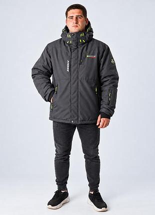 Термокуртка зимняя snow мужская больших размеров xxl-6xl мембранная omni-heat,xxxl, серый