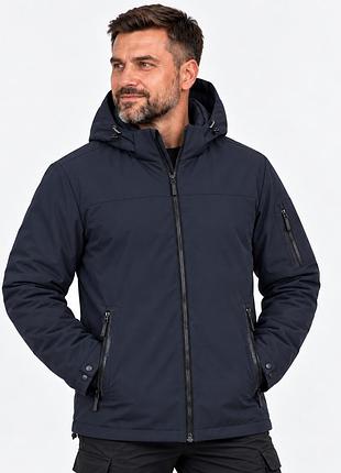 Куртка чоловіча myst демісезонна великих розмірів xxxl-8xl з капюшоном, що відстібається,темно-синій, 4xl