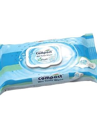 Вологий туалетний папір ultra compact bioflush 42 шт з клапаном