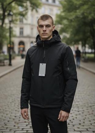 Куртка чоловіча myst демісезонна великі розміри xxl-7xl з капюшоном стьобана підкладка ,чорний, xxl