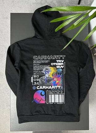 Худі чоловіче carhartt чорне з принтом