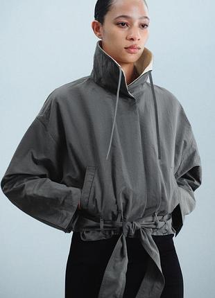 Тренч жіночий сірий вкорочений zara new