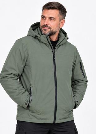 Куртка мужская myst демисезонная больших размеров xxxl-8xl с отстегивающимся капюшоном,хаки, xxxl