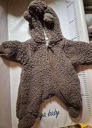 Зимовий комбінезон для новонароджених, коричневий, 56 розмір