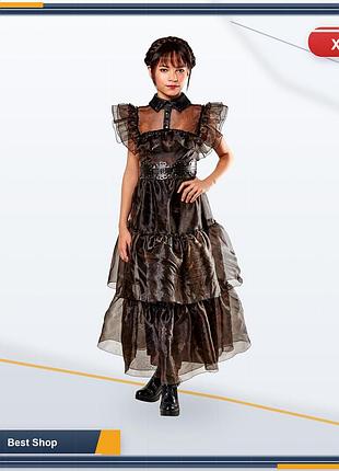 Костюм платье wednesday addams rave 'n dance rubie's черное с поясом для девочек 14-16 лет xl (156-160 см)