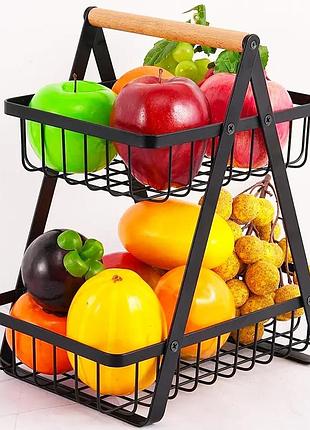 Корзина для фруктов 2 яруса, 32х30х18смкоvegetableкорзина д and fruit storage rack / фруктовница металлическая