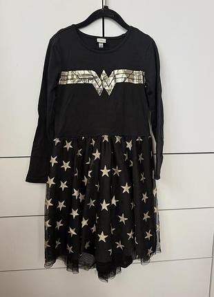 Сукня для дівчинки wonder woman чорна із зірками 6 років