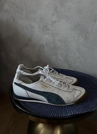 Кросівки чоловічі puma білі з синім, натуральна шкіра