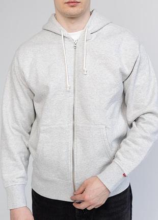 Зіп худі levis light grey heather , фліс , оригінал, вишитий лого