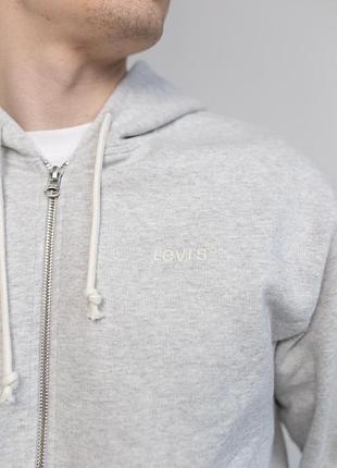Зіп худі levis light grey heather , фліс , оригінал, вишитий лого 2