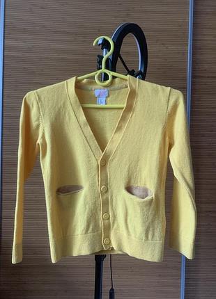 Кашемировый кардиган кофта шерстяная желтая горчичная h&amp;m zara mango 6-8р 122-128 см