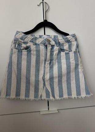 Спідниця для дівчинки zara джинсова у смужку 7 років