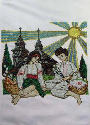 Рв-03. схема для вишивки бісером рушник великодній.