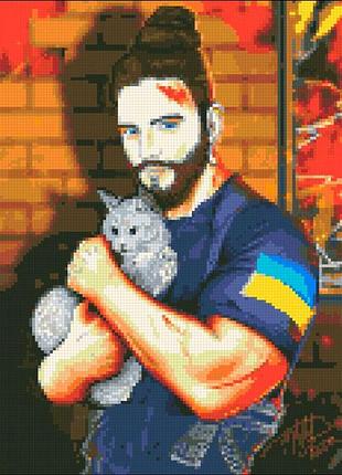 Амс-176. врятований котик. алмазна мозаїка 30х40см