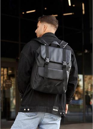 Чоловічий рюкзак ролл sambag loft zard чорний з клапаном
