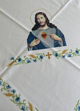 Х-048. схема для вишивки бісером фана до церкви непорочне серце ісуса.
