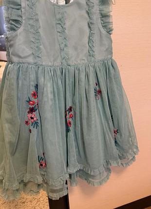 Сукня для дівчинки h&m м'ятного кольору з вишивкою, розмір 98 (2-3 роки)
