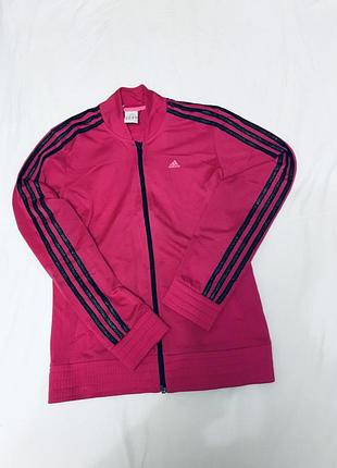 Кофта жіноча adidas рожева з фірмовими смужками спортивна