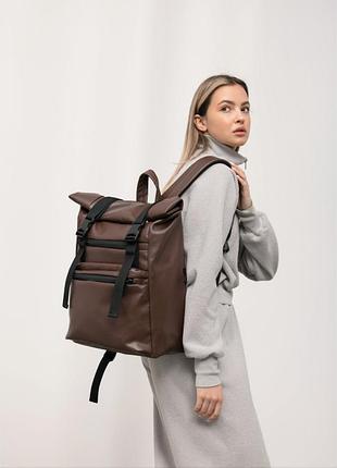 Рюкзак женский ролл sambag rolltop zard шоколадный из экокожи для ноутбука