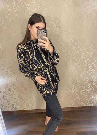 Жіноча сорочка new look чорна з принтом ланцюгів m/l